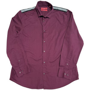 Bruno Milano Modern Fit Burgundy Casual Button Down, Size L